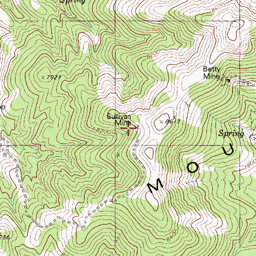 Topographic Map of Sullivan Mine, NV