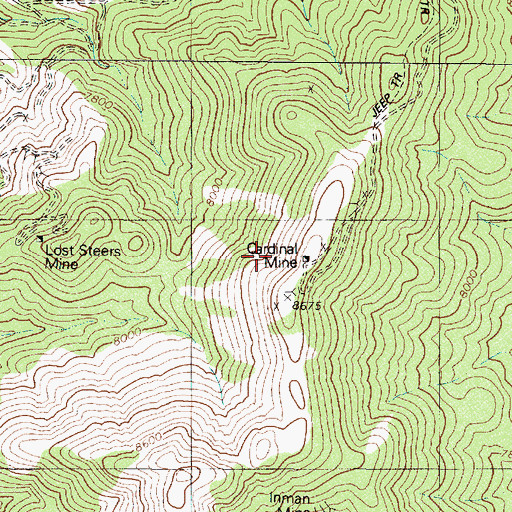Topographic Map of Cardinal Mine, NV