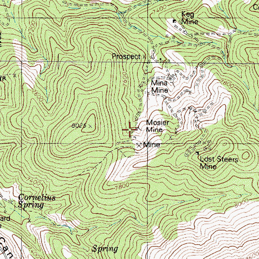 Topographic Map of Mosier Mine, NV