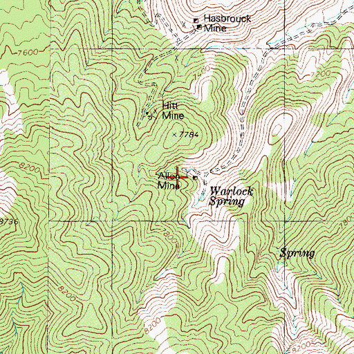 Topographic Map of Allen Mine, NV