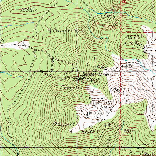 Topographic Map of Sanger Mine, NV