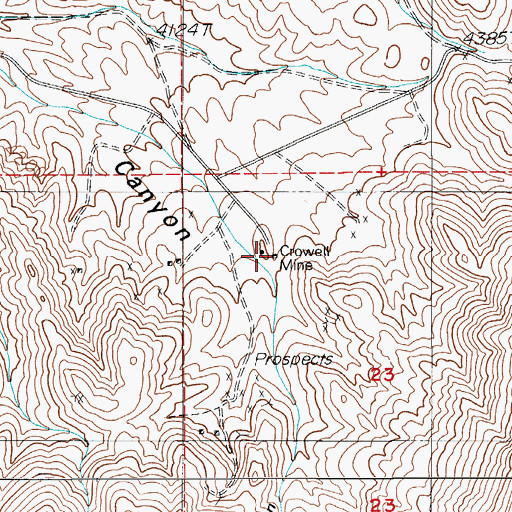 Topographic Map of Crowell Mine, NV