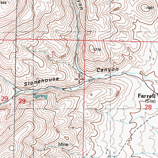 Topographic Map of Wildcat Canyon, NV