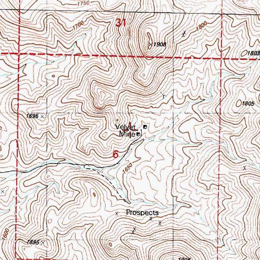 Topographic Map of Velvet Mine, NV