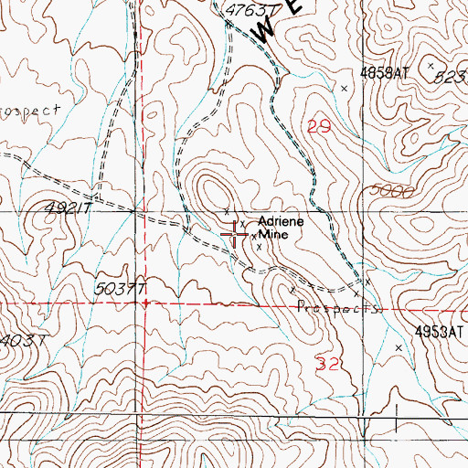 Topographic Map of Adriene Mine, NV