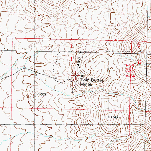 Topographic Map of Twin Buttes Mines, NV