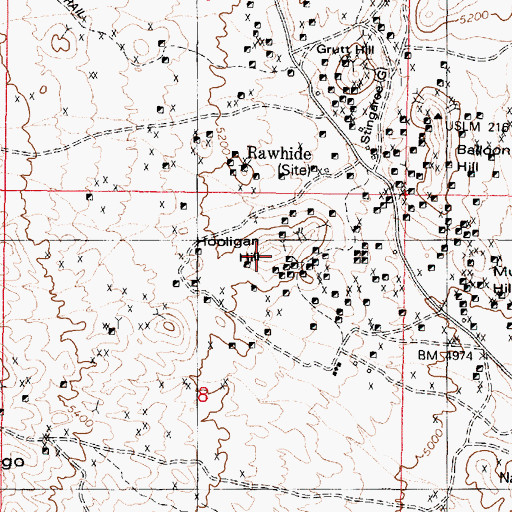Topographic Map of Hooligan Hill, NV