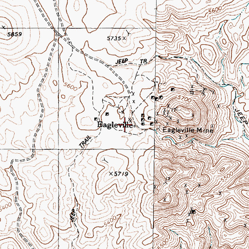 Topographic Map of Eagleville (historical), NV