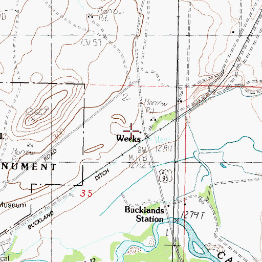 Topographic Map of Weeks (historical), NV