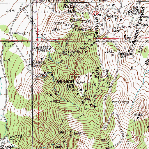 Topographic Map of Ruby Hill Mine, NV