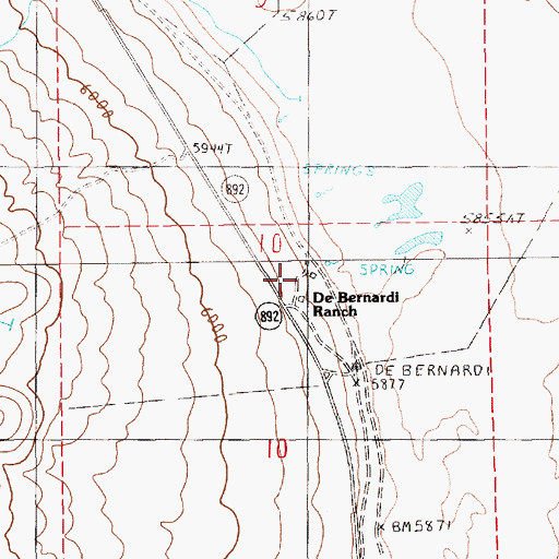 Topographic Map of De Bernardi Ranch, NV