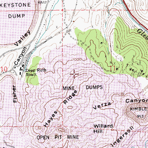 Topographic Map of Hayes Shaft, NV