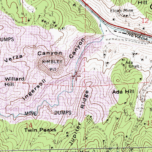 Topographic Map of Witch Shaft, NV