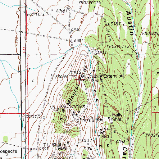 Topographic Map of Holly Extension Shaft, NV