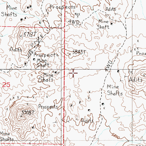 Topographic Map of Klondike Mining District, NV
