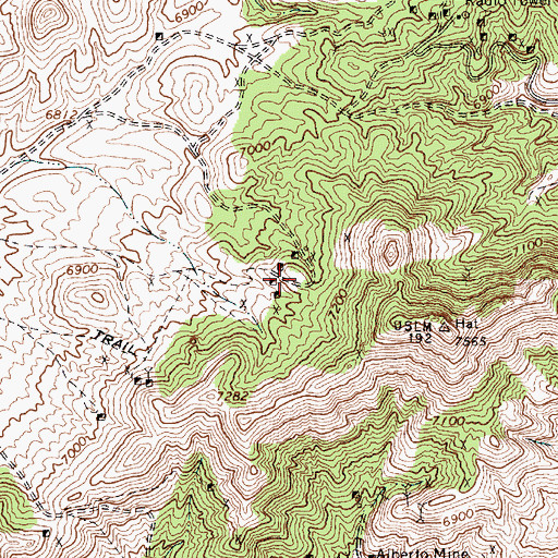 Topographic Map of Hidden Treasure Mine, NV