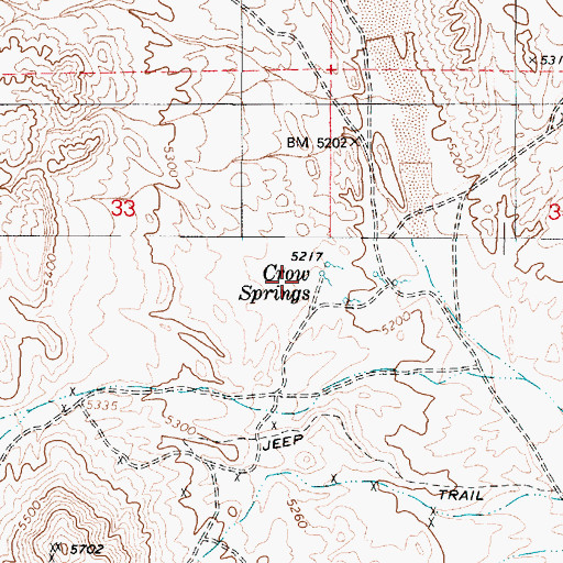 Topographic Map of Crow Springs (historical), NV