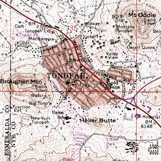 Topographic Map of Wandering Boy Mine, NV