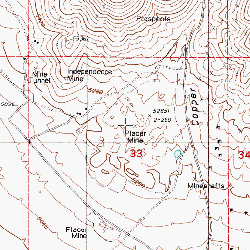 Topographic Map of Natomas Placers, NV
