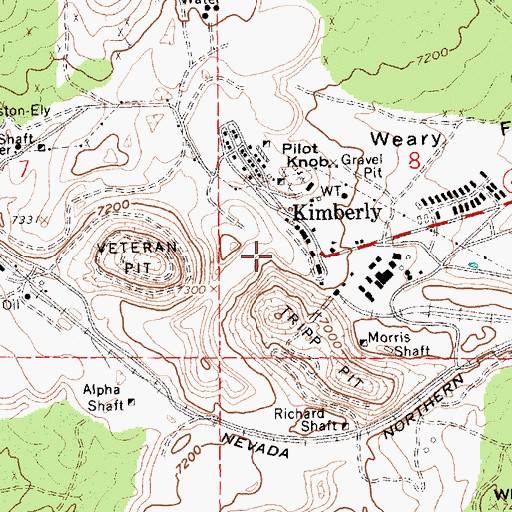 Topographic Map of Old Glory Shaft, NV
