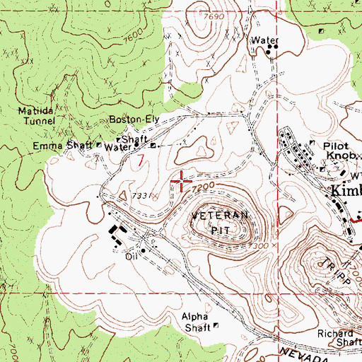 Topographic Map of Veteran Shaft, NV