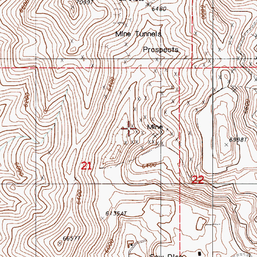 Topographic Map of Buena Vista Mine, NV