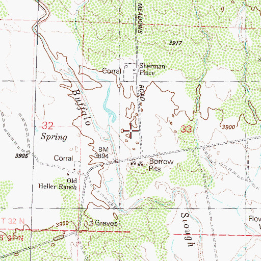 Topographic Map of Buffalo Meadows (historical), NV