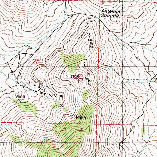 Topographic Map of Superior Mine, NV