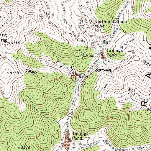 Topographic Map of Northumberland (historical), NV