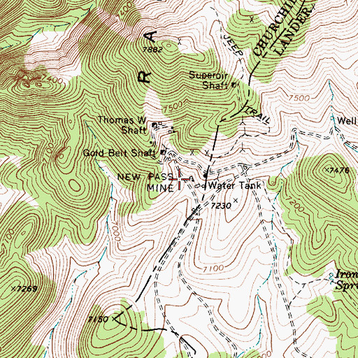 Topographic Map of Newpass, NV