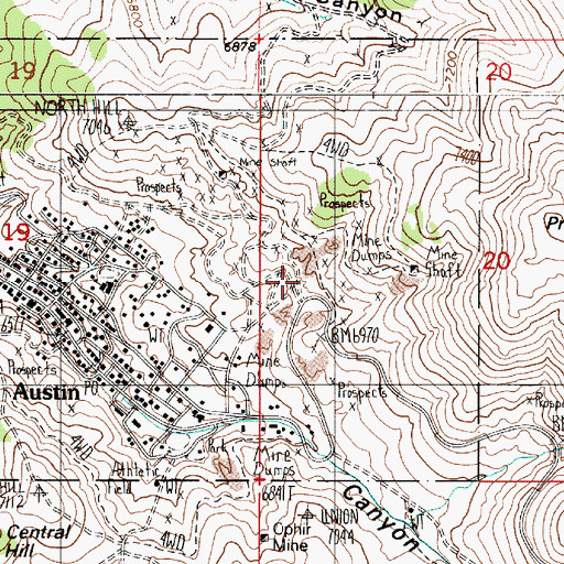 Topographic Map of North Star Shaft, NV