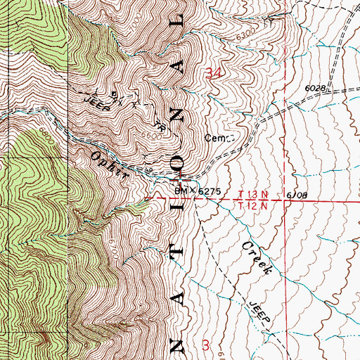 Topographic Map of Ophir Canyon, NV