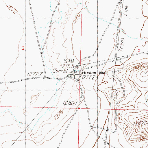 Topographic Map of Hooten Wells Station (historical), NV