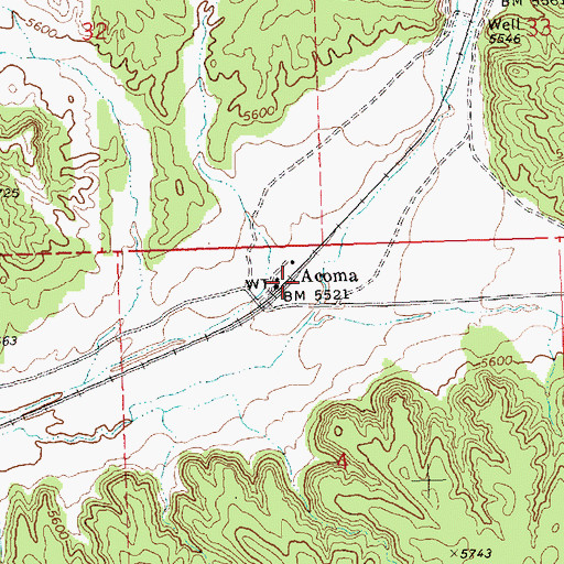 Topographic Map of Acoma, NV