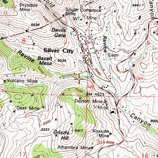 Topographic Map of American Ravine, NV
