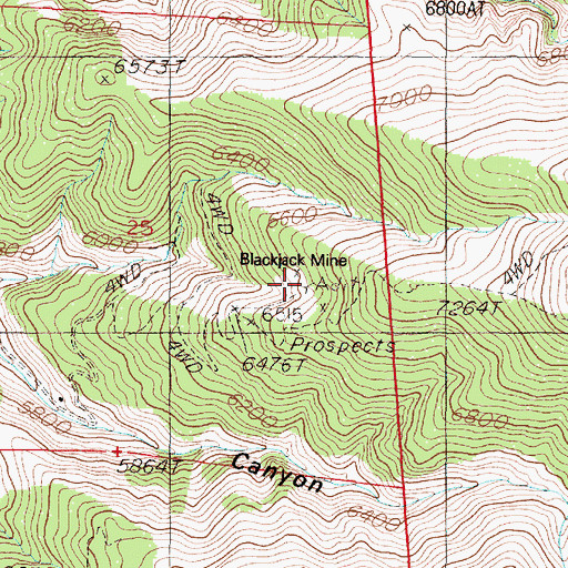 Topographic Map of Blackjack Mine, NV