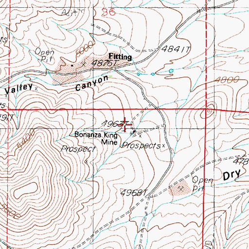 Topographic Map of Bonanza King Mine, NV