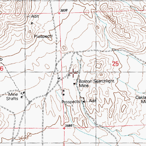 Topographic Map of Boston Searchlight Mine, NV