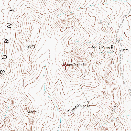 Topographic Map of Burner Hills, NV