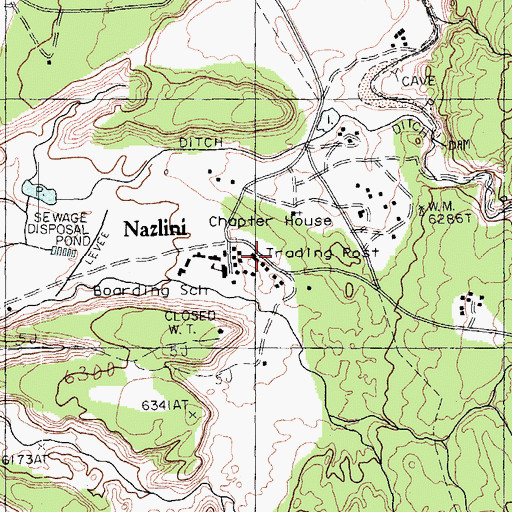 Topographic Map of Nazlini, AZ