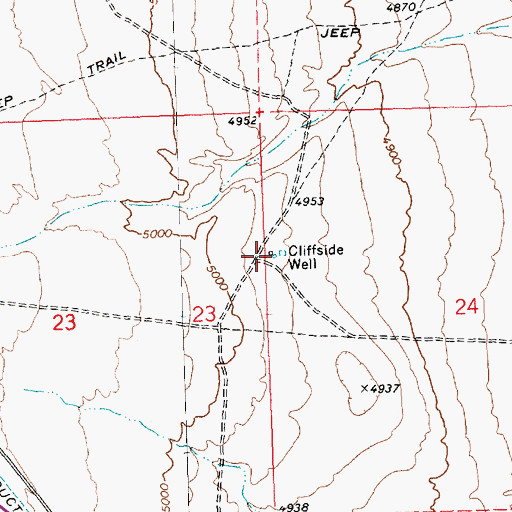 Topographic Map of Cliffside Well, NV