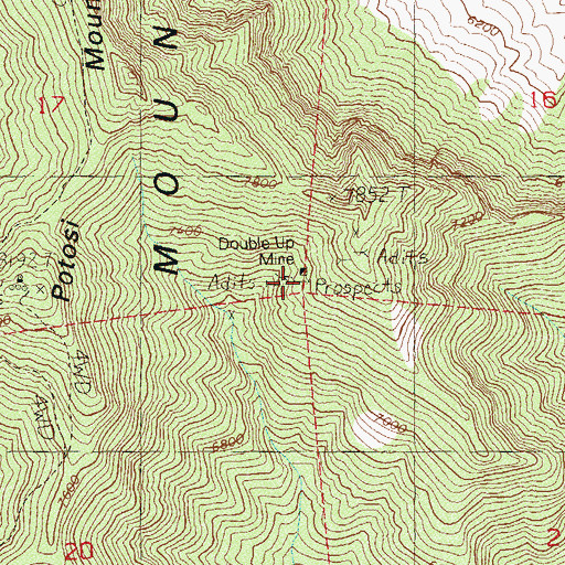 Topographic Map of Double Up Mine, NV