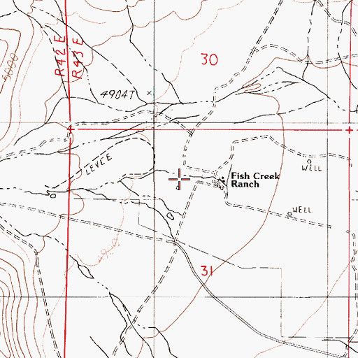 Topographic Map of Fish Creek Ranch, NV