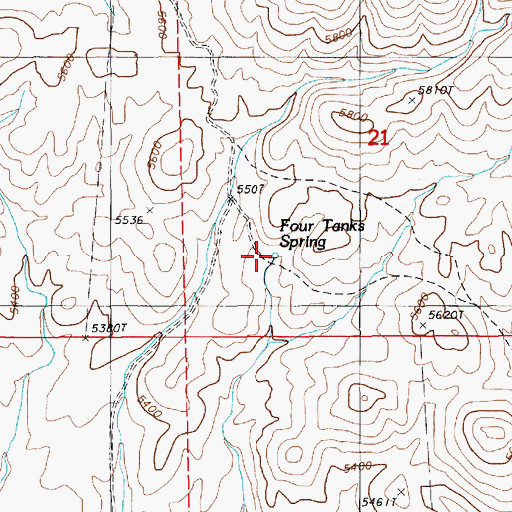 Topographic Map of Four Tanks Spring, NV