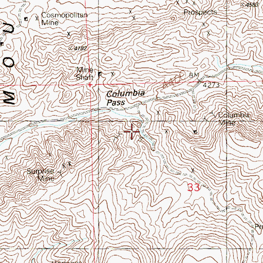 Topographic Map of Frederickson Mine, NV