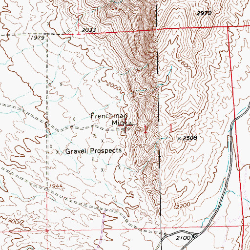 Topographic Map of Frenchman Mine, NV