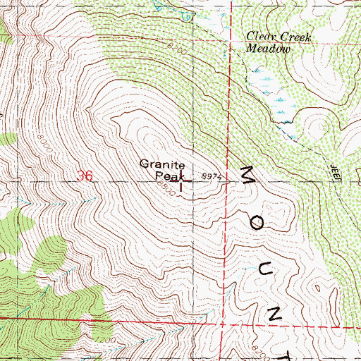 Topographic Map of Granite Peak, NV