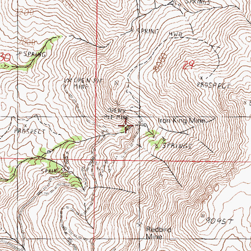 Topographic Map of Iron King Mine, NV