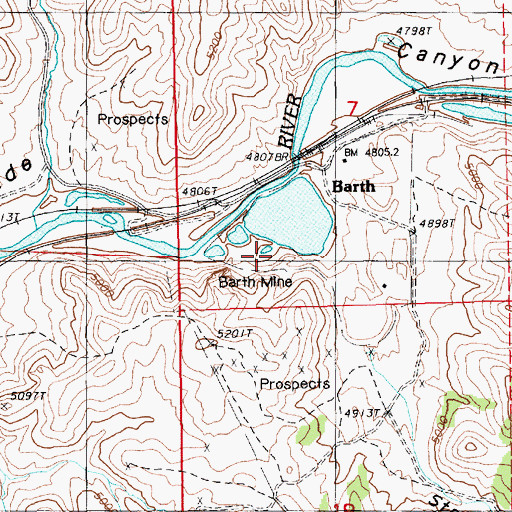 Topographic Map of Barth Mine, NV