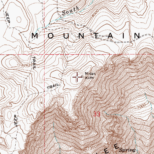 Topographic Map of Jake Creek Mountain, NV
